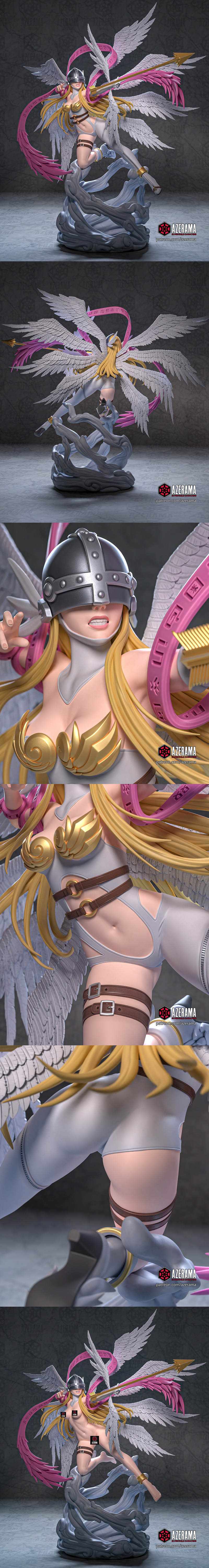 Azerama出品《数码宝贝》安格兽3D打印模型|Azerama – Digimon – Angewomon – 3D Print Model