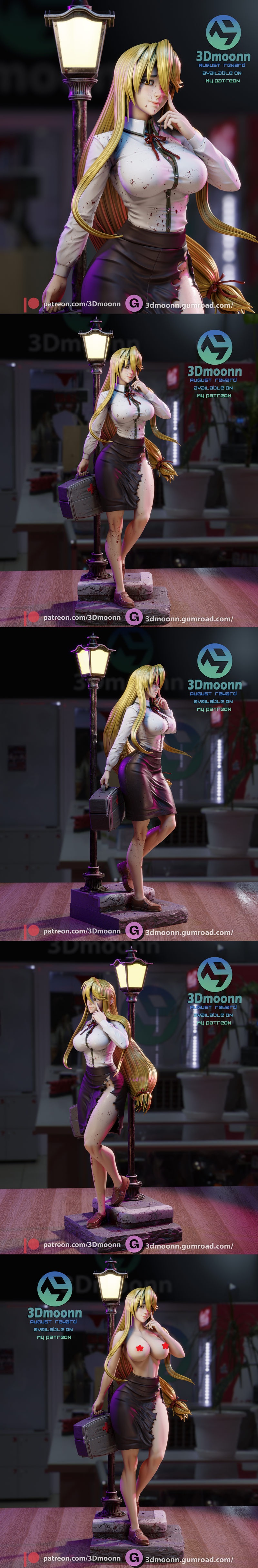 3D打印模型：高中的DxD——神崎春日|3DMoonn – High School DxD – Shizuka Marikawa – 3D Print Model