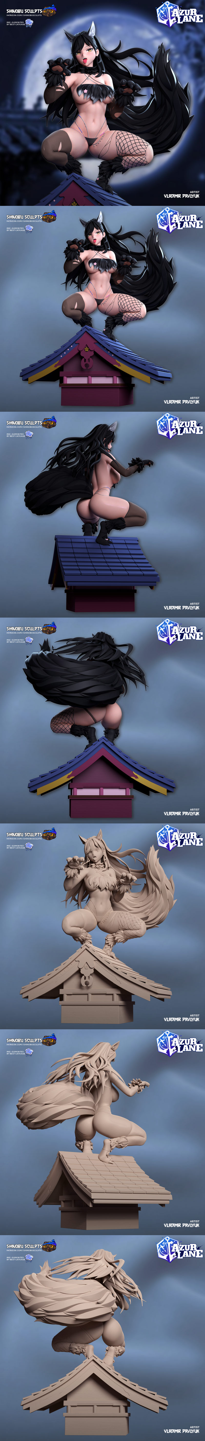 立绘级3D打印模型：Atago角色定制雕塑——Azur Lane|Shinobu Sculpts – Atago – Azur Lane – 3D Print Model
