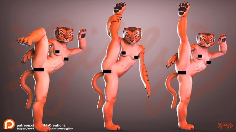 猛女立姿3D打印模型|Tigress Standing split – 3D Print Model OBJ