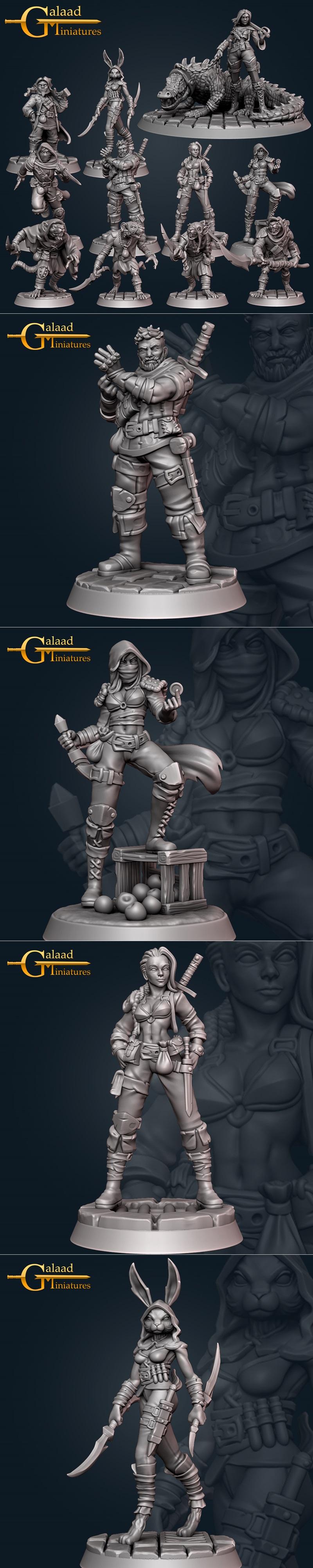 Galaad迷你模型-潜行者-3D打印模型|Galaad Miniatures – Rogues – 3D Print Model STL