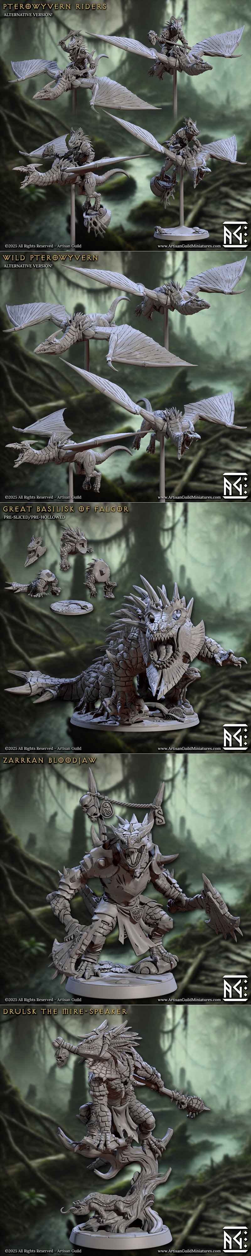 法尔戈尔沼泽蜥蜴人工匠行会（完整套装74）3D打印模型|Artisan Guild – Lizardmen of Falgor’s Swamp (Complete set – 74) – 3D Print Model STL