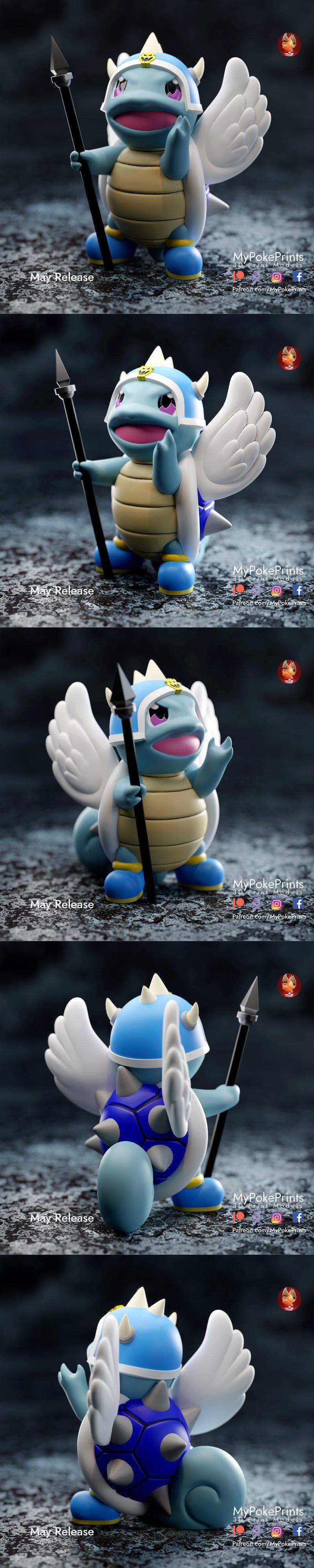 蓝壳小火龙 3D打印模型|Blue shell Squirtle – 3D Print Model STL