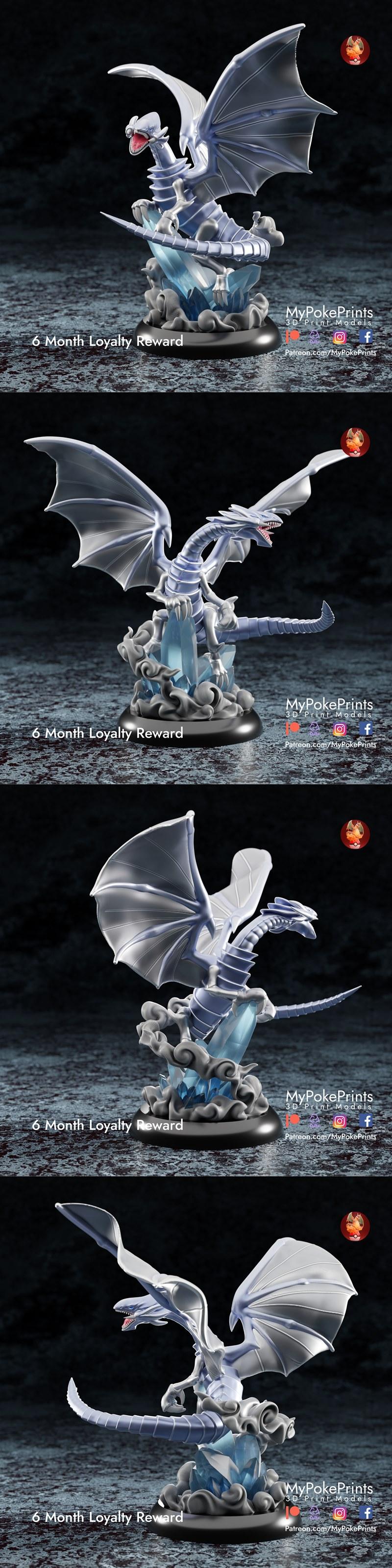 蓝眼白龙 3D打印模型|Blue Eyes White Dragon – 3D Print Model STL