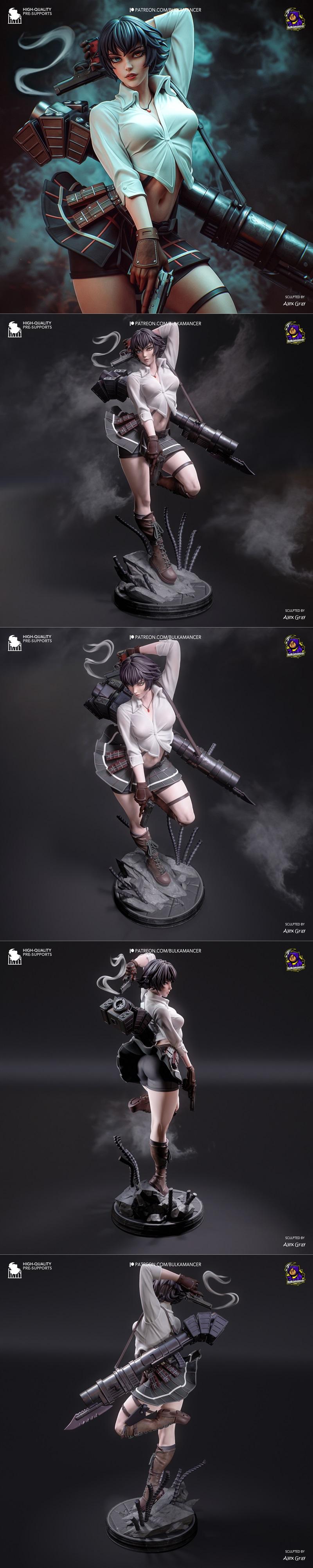 魔鬼弹珠3 女巫模型 3D打印 STL|Bulkamancer Sculpts – Lady – Devil May Cry 3 – 3D Print Model STL