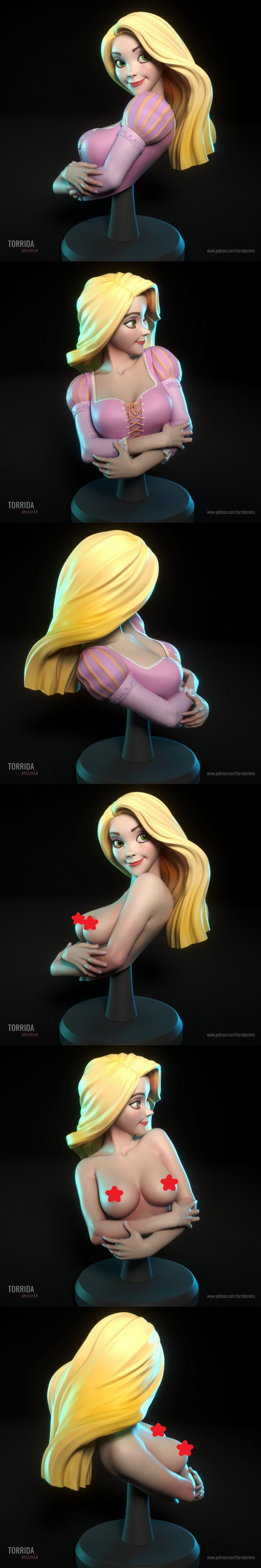 Torrida Minis 3D打印模型：小红帽角色造型|Torrida Minis – Rapunzel Bust – 3D Print Model