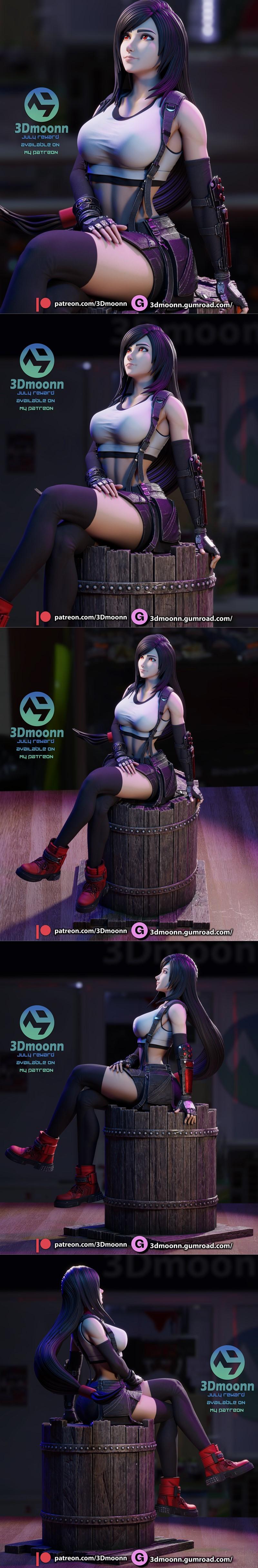 最终幻想 - Tifa洛克哈特 - 3D打印模型|3Dmoonn – Final Fantasy – Tifa Lockhart – 3D Print Model STL