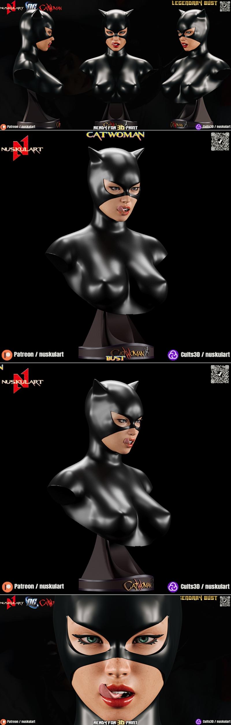Nuskul艺术工作室打造的猫女DC宇宙限量3D打印雕塑模型|Nuskul Art – Catwoman – Dc Universe – Collectible Legendary Bust – 3D Print Model STL