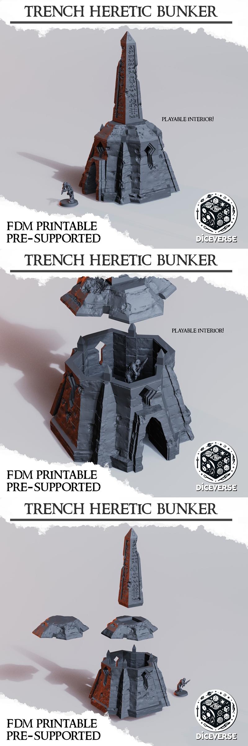 战地洞穴——异端堡垒——3D打印模型|Trench Terrain – Heretic Bunker – 3D Print Model STL