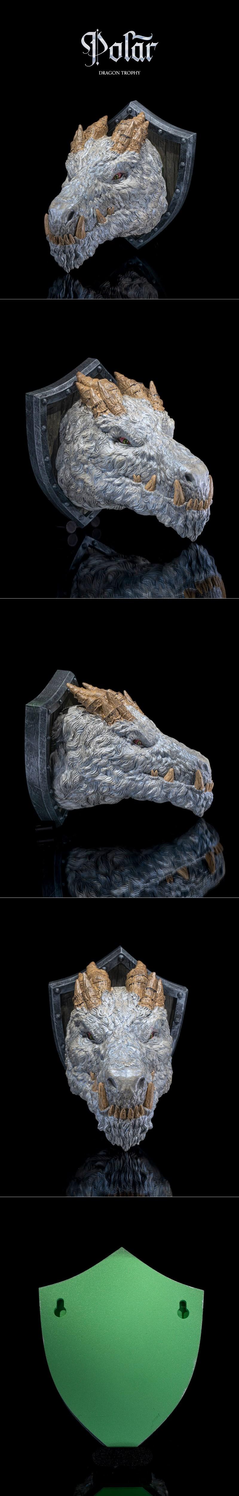 STLflix - 3D打印北极龙奖杯模型|STLflix – Wall Mount – Polar Dragon Trophy – 3D Print Model STL