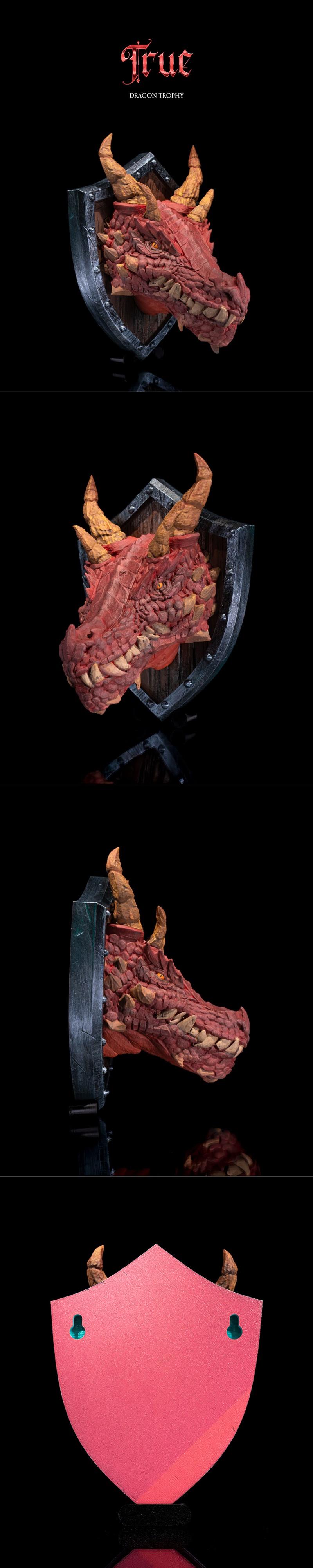 STLflix - 真龙奖杯 - 3D打印模型|STLflix – Wall Mount – True Dragon Trophy – 3D Print Model STL