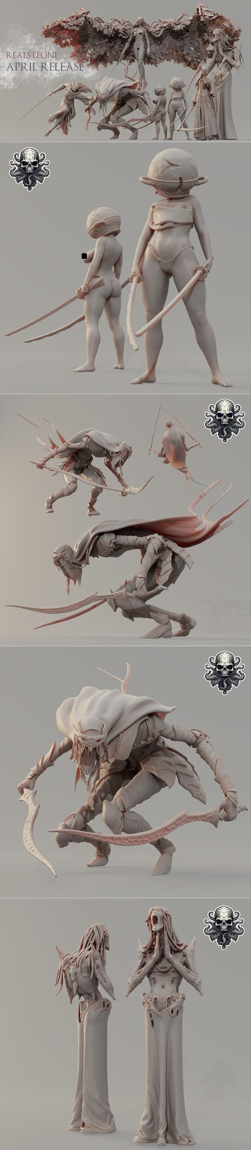 Realsteone迷你模型2024年4月发布款3D打印雕像STL文件|Realsteone Miniatures April 2024 – 3D Print Model STL