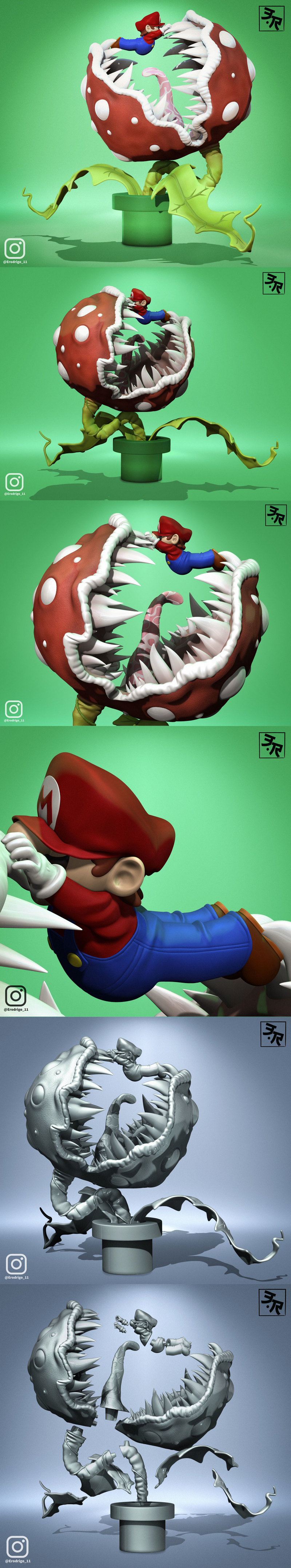 马里奥 vs 火焰花 - 3D打印模型|Mario vs Piranha Plant – 3D Print Model