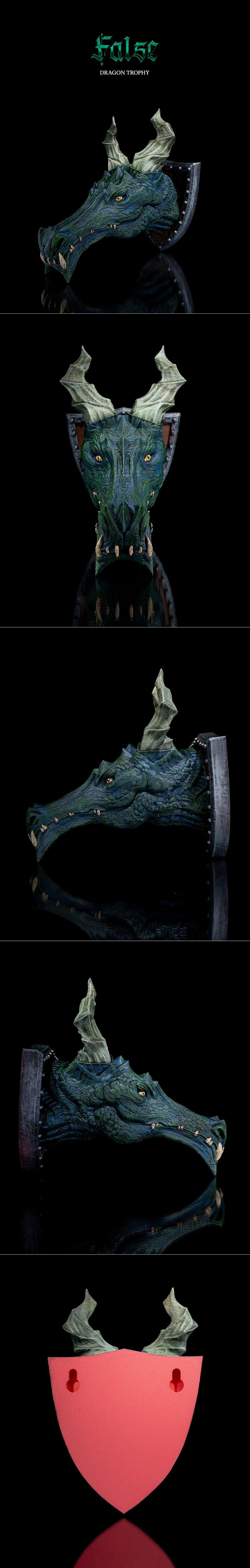 STLflix - 伪龙奖杯 - 3D打印模型|STLflix – Wall Mount – False Dragon Trophy – 3D Print Model STL