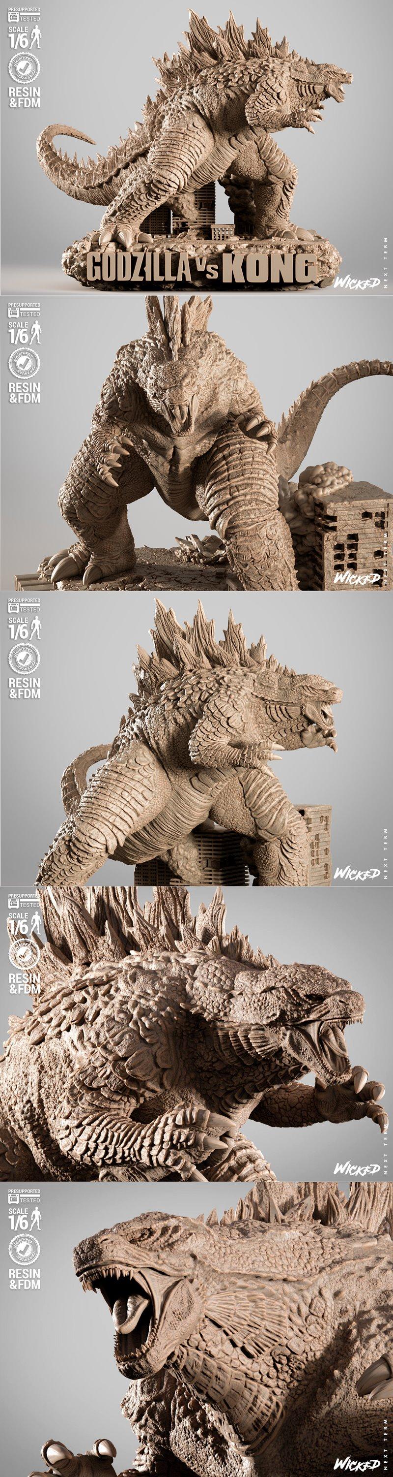 巨兽奇兵：哥斯拉3D打印模型|WICKED – Godzilla Sculpture – 3D Print Model STL