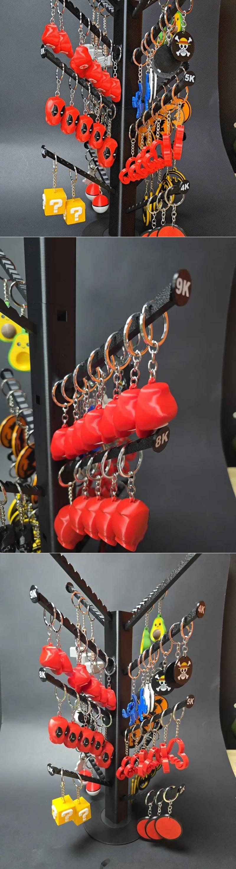 XXL模块化钥匙扣展示架 - 旋转设计 - 3D打印模型|XXL Modular Keychain Display Stand – Rotating – 3D Print Model STL