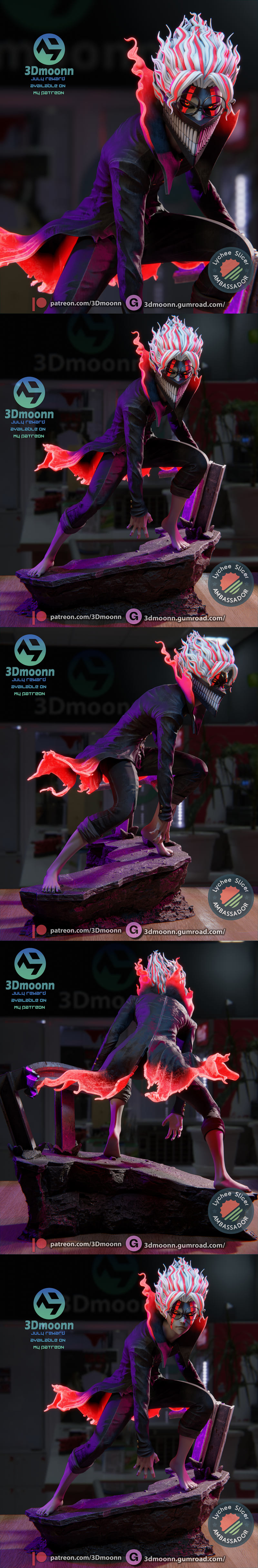 3D打印模型：Dandadan角色可动人偶设计|3DMoonn – Dandadan – Okarun – 3D Print Model