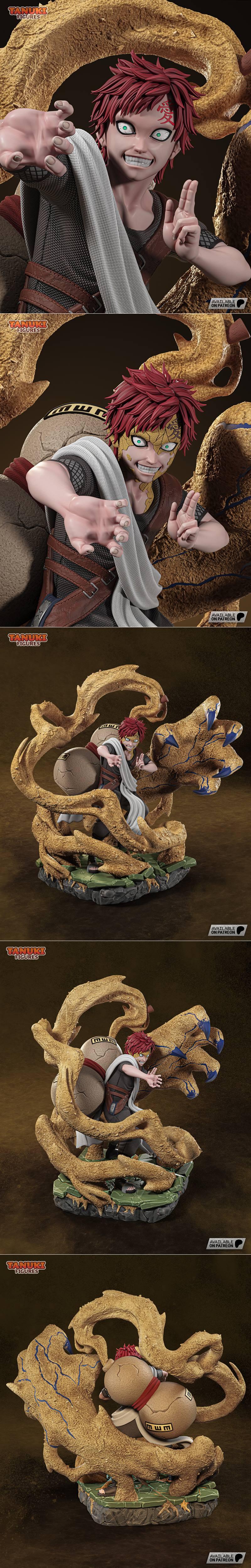 三渲二风格Gaara 3D打印模型|Tanuki Figures – Gaara – 3D Print Model STL