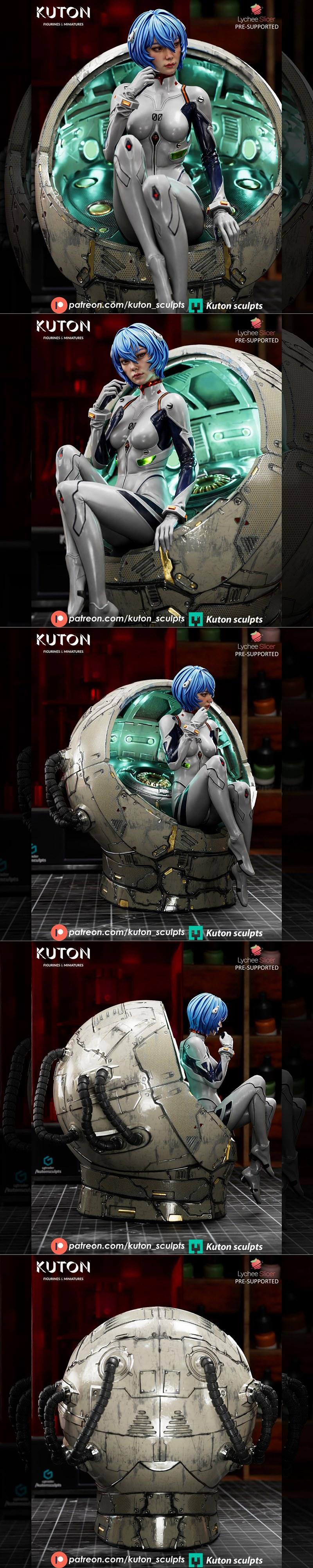 Kuton 3D打印模型：绫波丽|Kuton Figurines – Rei Ayanami – 3D Print Model STL