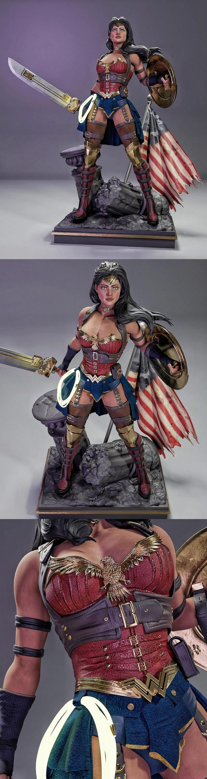 蒸汽朋克神奇女侠 3D打印模型|Steampunk Wonder Woman – 3D Print Model