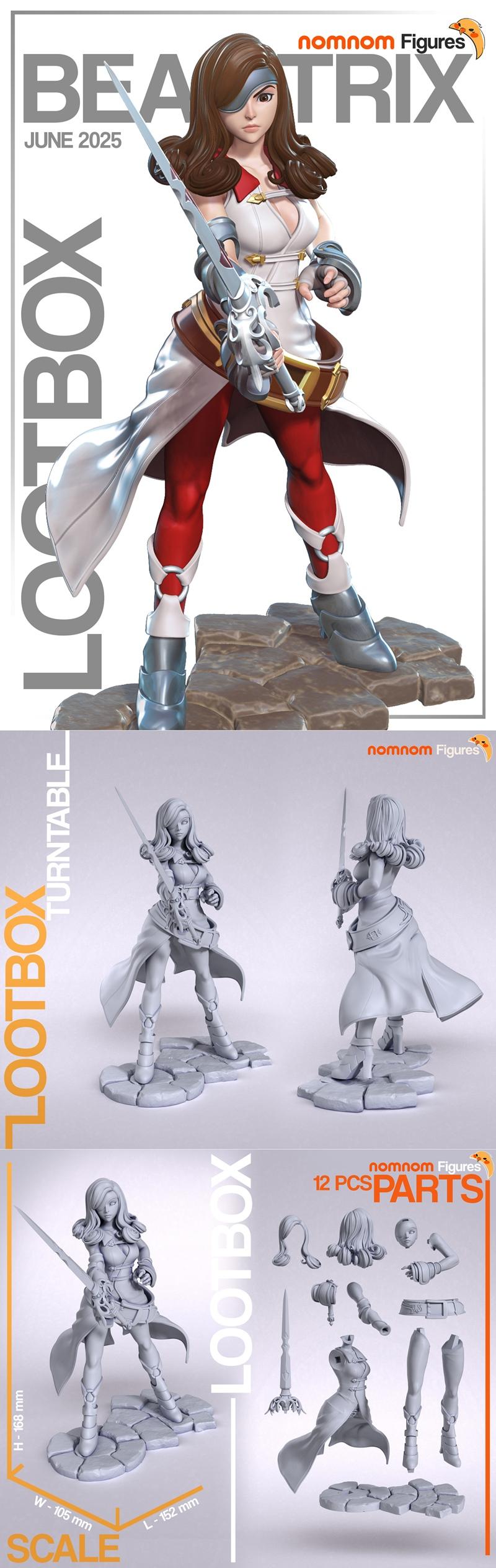 贝奥夫九部曲3D打印模型：妮可姆精灵人|Nomnom Figures – Beatrix – Final Fantasy IX – 3D Print Model STL