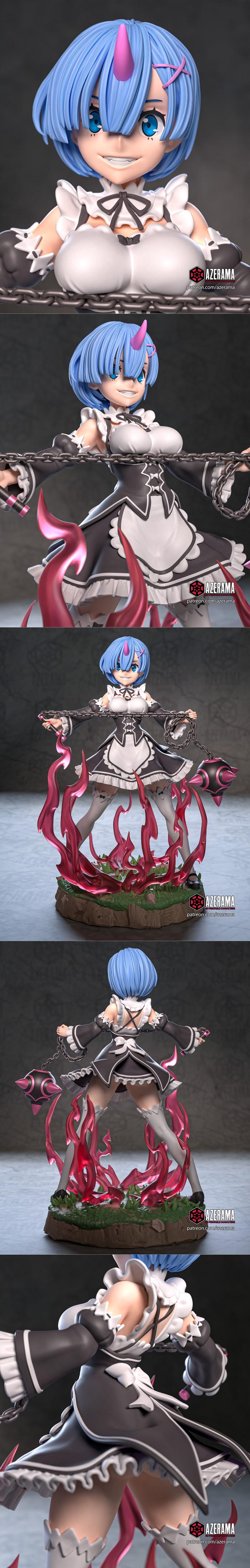 Azerama – Re Zero – Rem – 3D Print Model STL