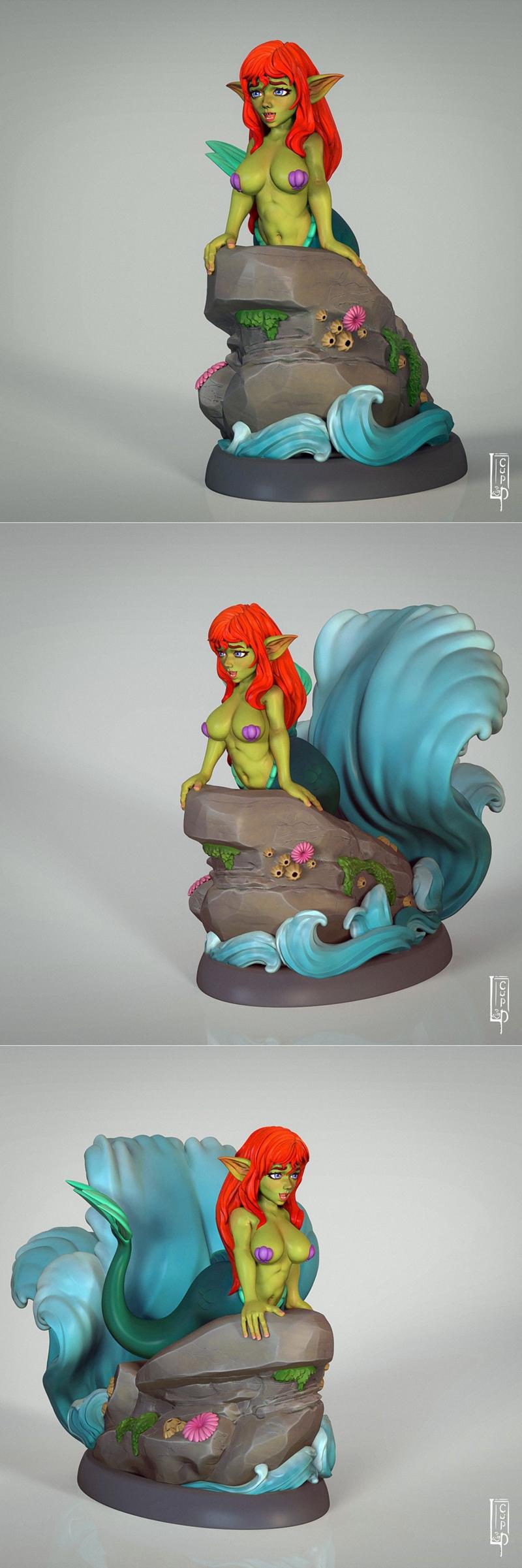 咕噜海妖 3D打印模型|Goblin Mermaid – 3D Print Model STL