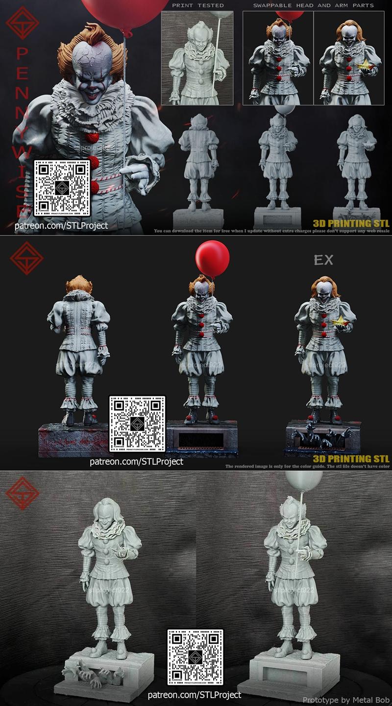 STL项目 - 《 Pennywise 》3D打印模型|STL Project – Pennywise – 3D Print Model STL