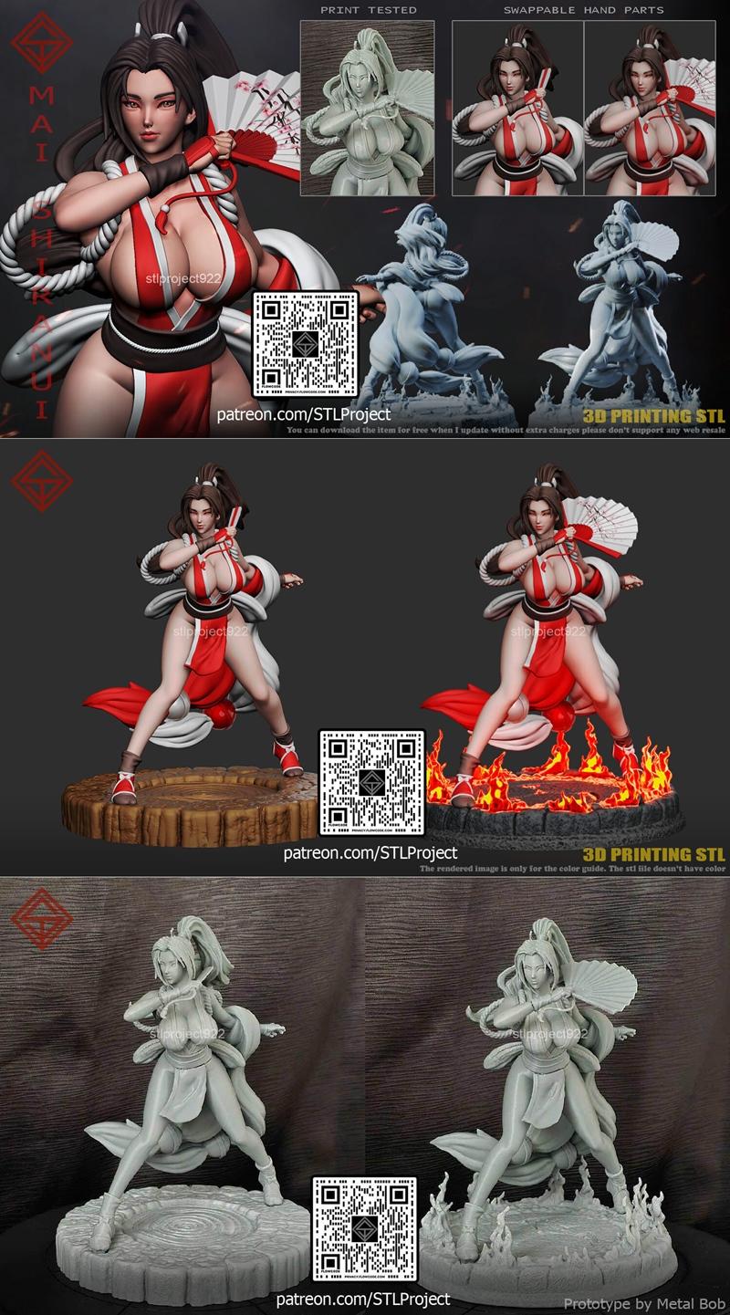 STL项目 - 玛依希兰尼 - 3D打印模型|STL Project – Mai Shiranui – 3D Print Model STL