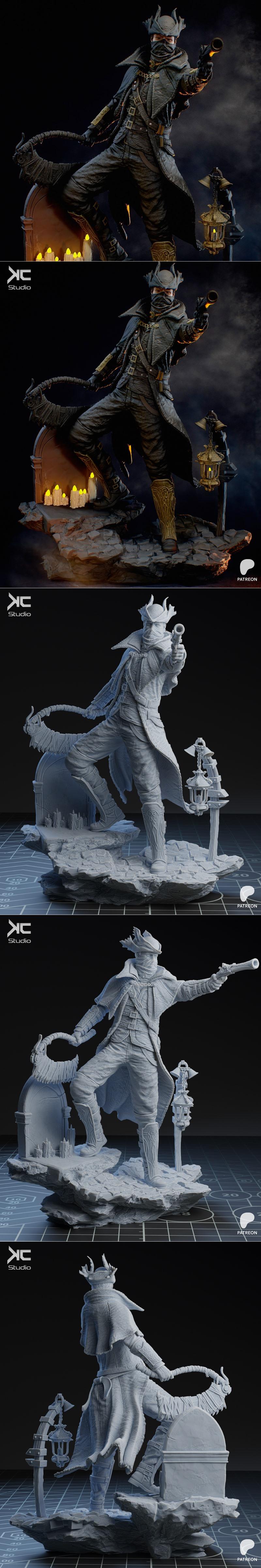 KcStudio - 血源诅咒 - 猎人3D打印模型|KcStudio – The Hunter – Bloodborne – 3D Print Model STL