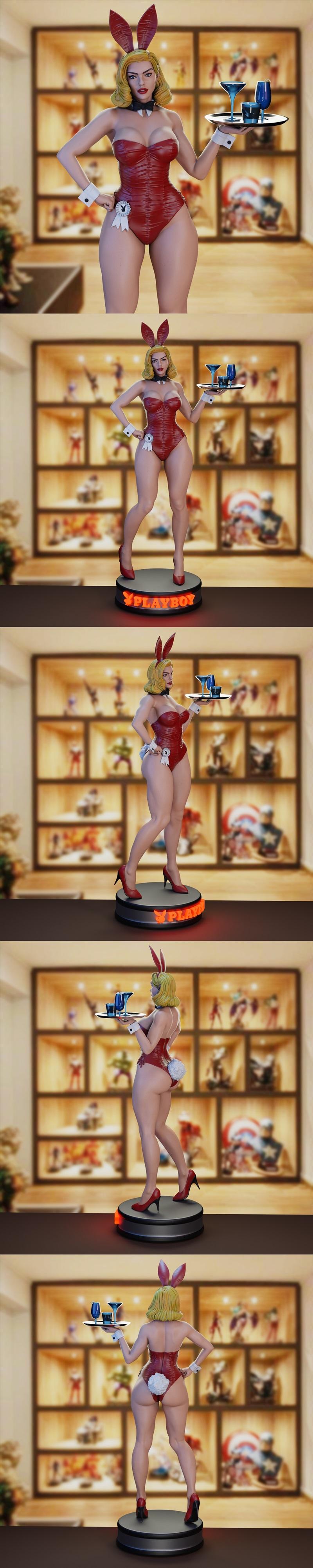 BrunoArt3D 3D打印模型：经典玩乐兔服务员|BrunoArt3D – Classic Playboy Bunny Waitress – 3D Print Model STL