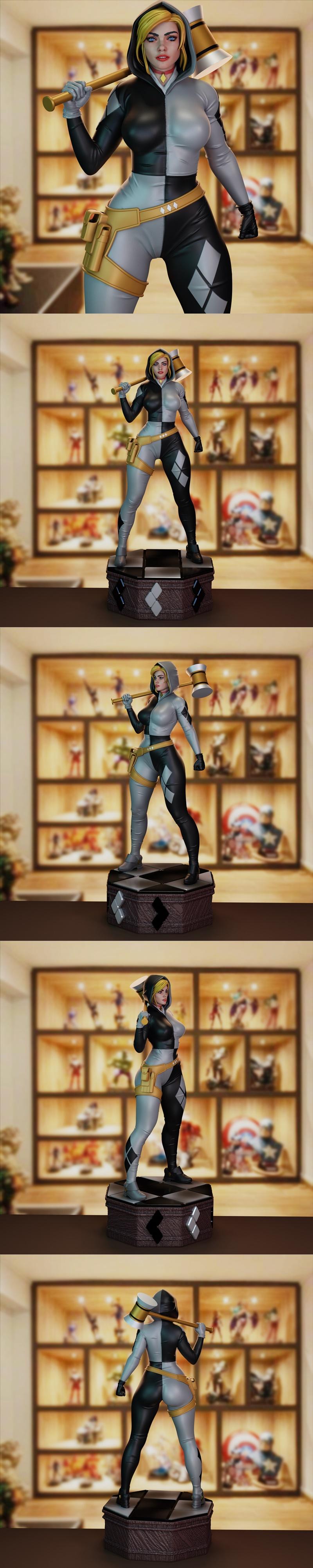 BrunoArt3D – 赫莉奎妮 3D打印模型|BrunoArt3D – DC – Harley Quinn – 3D Print Model STL