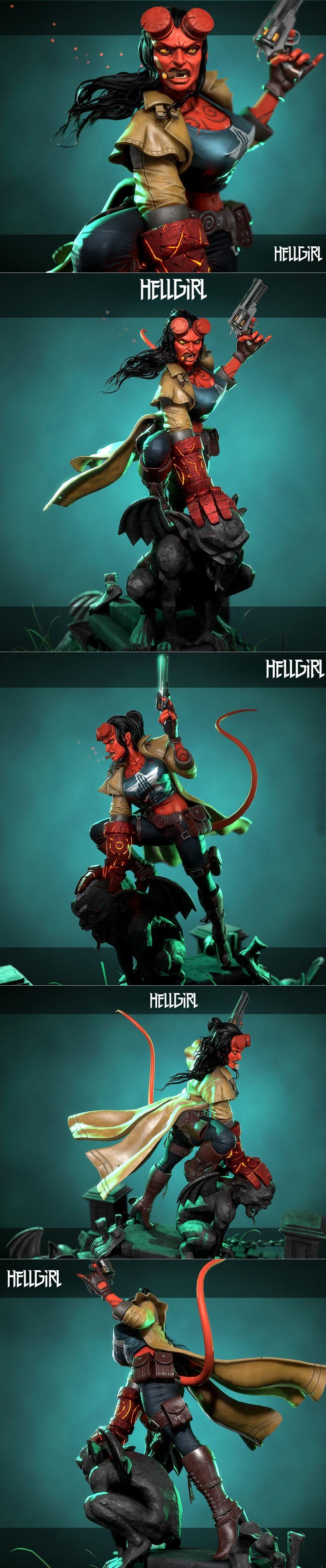 迪奥拉姆3D打印模型：HellGirl角色雕塑|HellGirl Diorama Statue – 3D Print Model STL