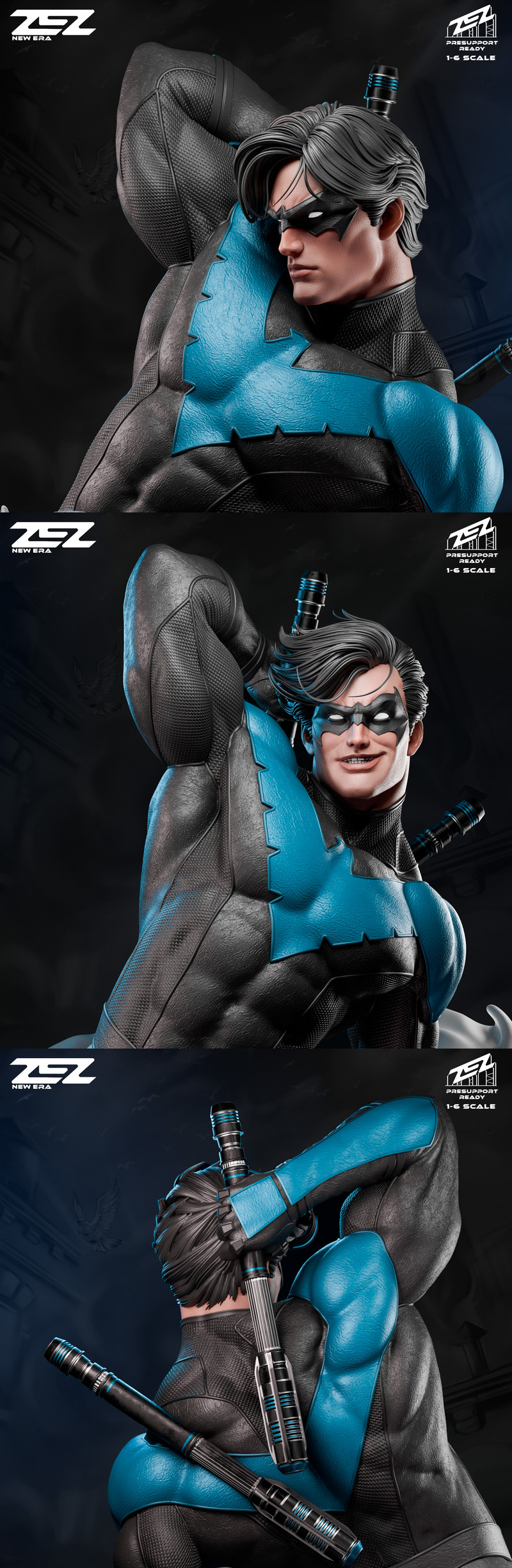 ZEZ工作室夜翼影之蝙蝠3D打印模型|ZEZ Studios – Nightwing the Shadow of the Bat Bust – 3D Print Model