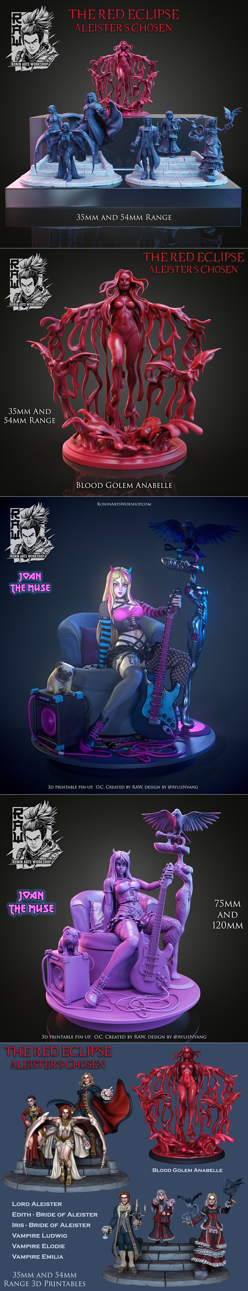 罗尼艺术工作坊2023年10月 3D打印模型：动漫游戏角色STL文件|Ronin Arts Workshop October 2023 – 3D Print Model STL