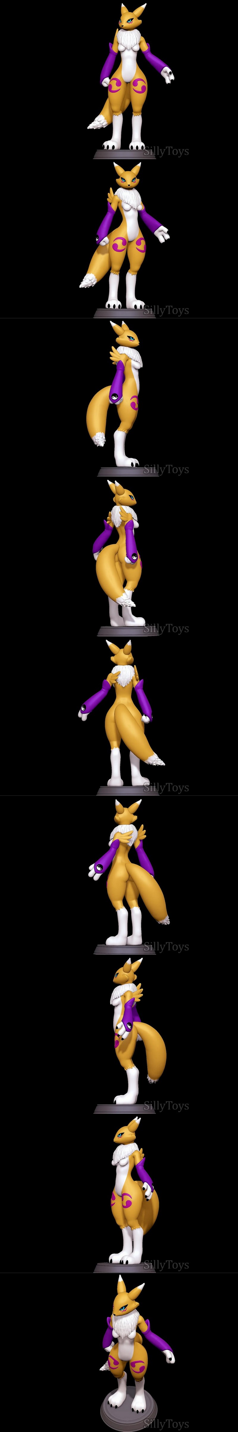 SillyToys 搭建的Digimon 3D打印模型：Renamon|SillyToys – Renamon Digimon – 3D Print Model