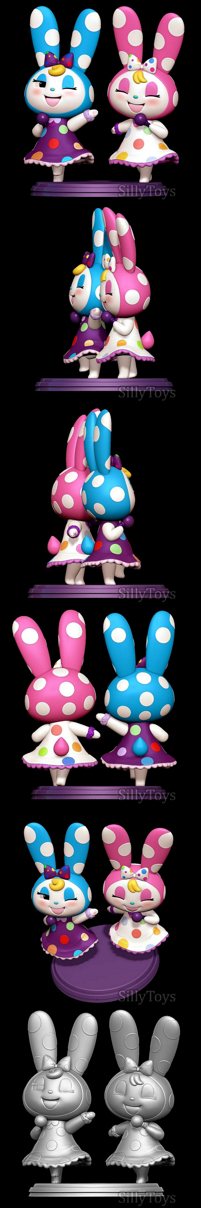 SillyToys兔子姐妹动物 Crossing 3D打印模型|SillyToys – Rabbit Sisters Animal Crossing – 3D Print Model