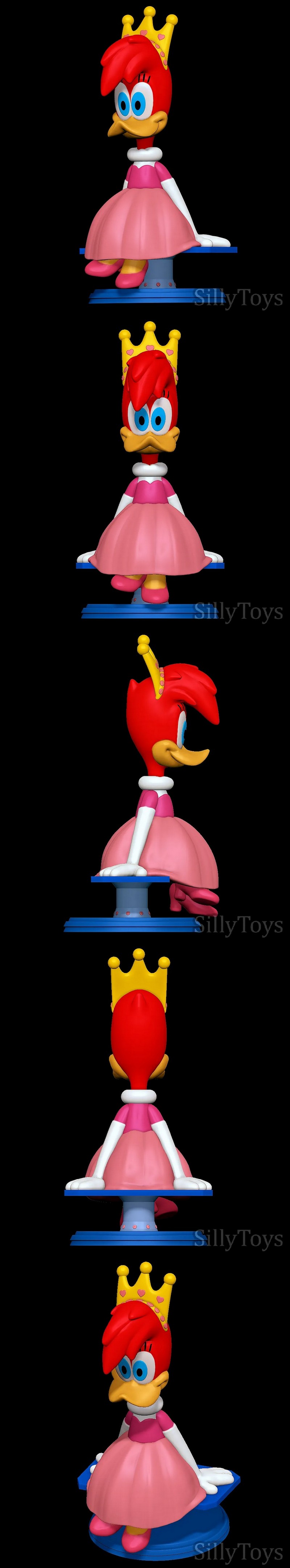 SillyToys出品：公主维妮木瓜鸟3D打印模型|SillyToys – Princess Winnie Woodpecker – 3D Print Model