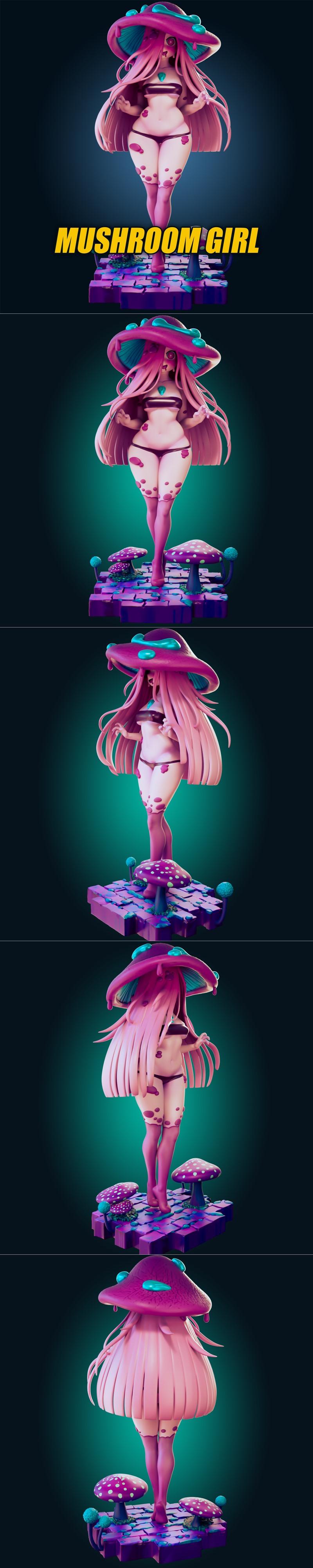 蘑菇女孩 3D打印模型|Officer Rhu – Mushroom Girl – 3D Print Model STL