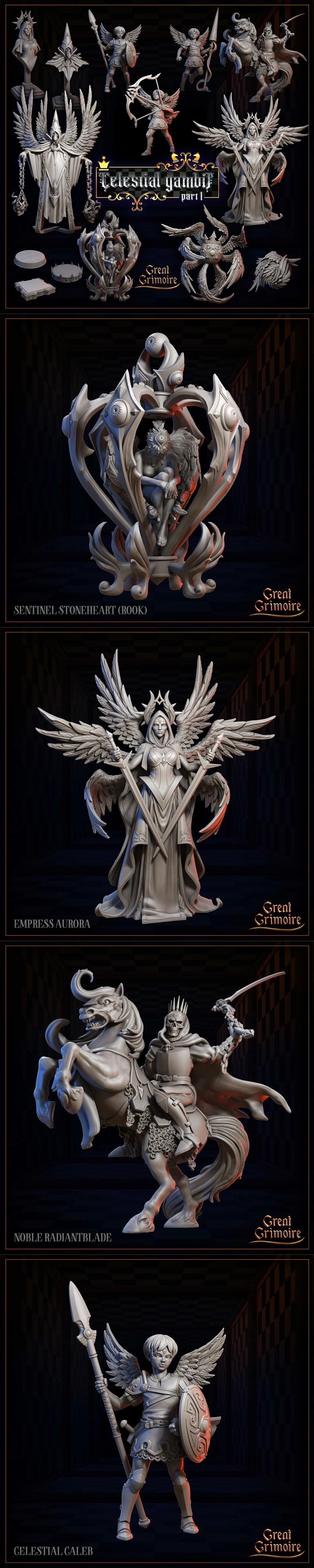 伟大秘典·天界布局·光之军团 第一部分 3D打印模型|Great Grimoire – Celestial gambit – Luminous Legion part 1 – 3D Print Model STL