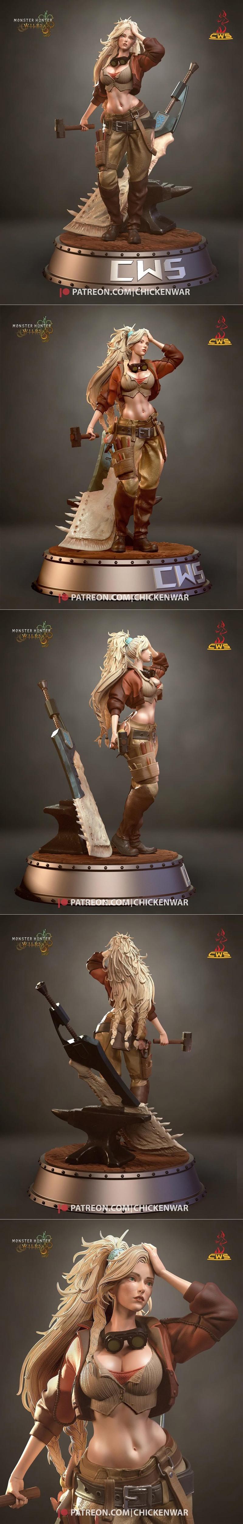 CW工作室 -  monster hunter - 贾玛 3D打印模型|CW Studio – Monster Hunter – Gemma – 3D Print Model STL