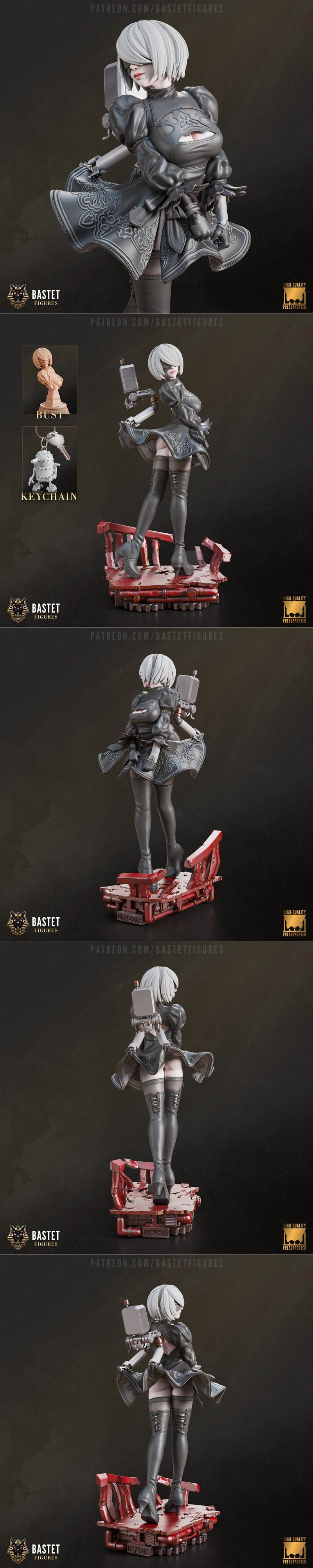 Bastet角色3D打印模型|Bastet Figures – 2B – 3D Print Model STL