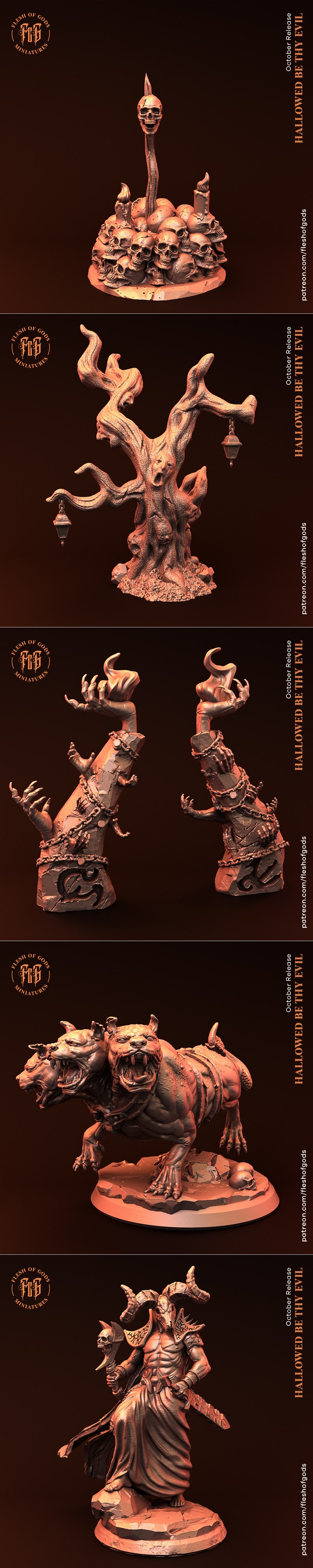 神之肉 – 致敬邪恶的圣典 3D打印模型集|Flesh of Gods – Hallowed Be Thy Evil Full Set – 3D Print Model STL