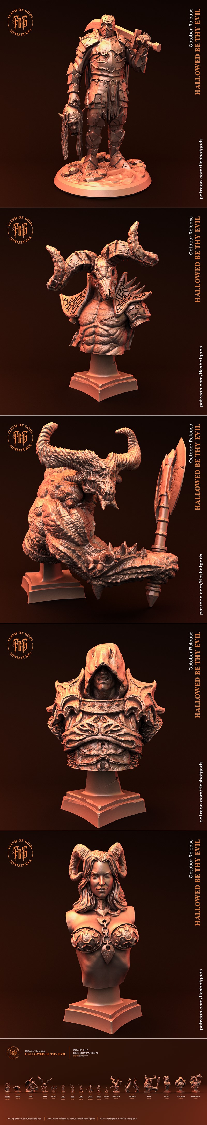 神之肉 – 致敬邪恶的圣典 3D打印模型集|Flesh of Gods – Hallowed Be Thy Evil Full Set – 3D Print Model STL