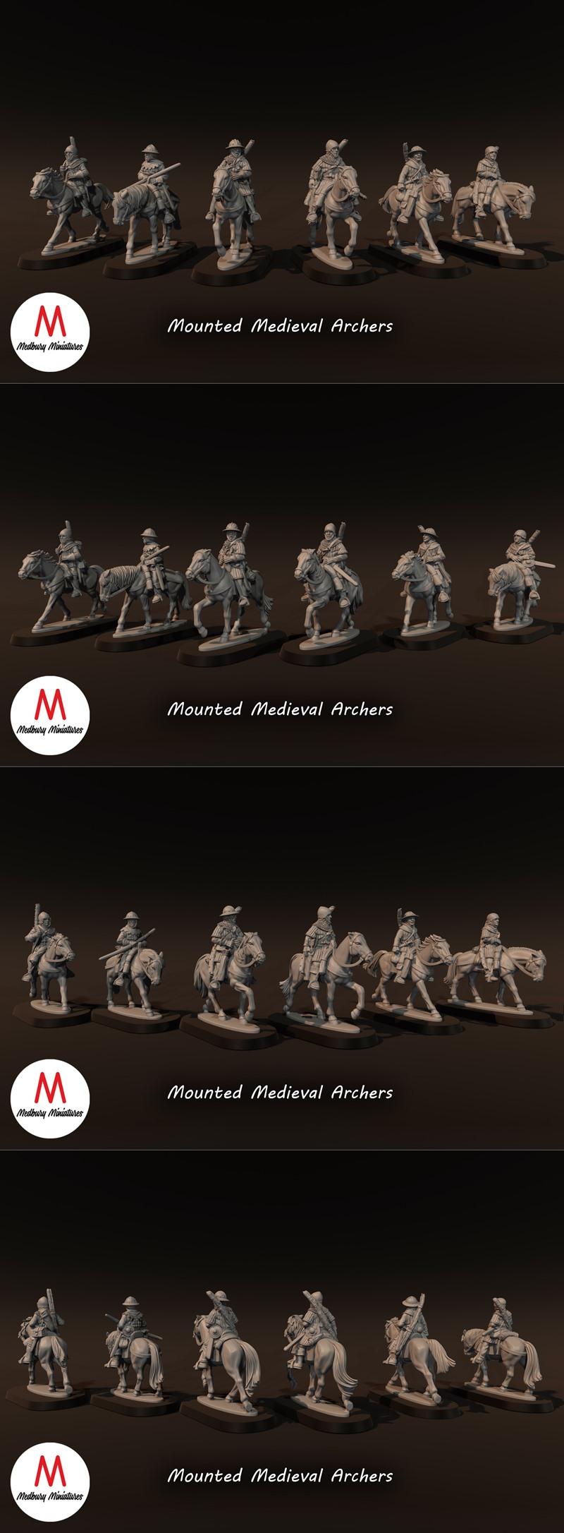 中世纪弓箭手3D打印模型|Mounted Medieval Archers – 3D Print Model STL
