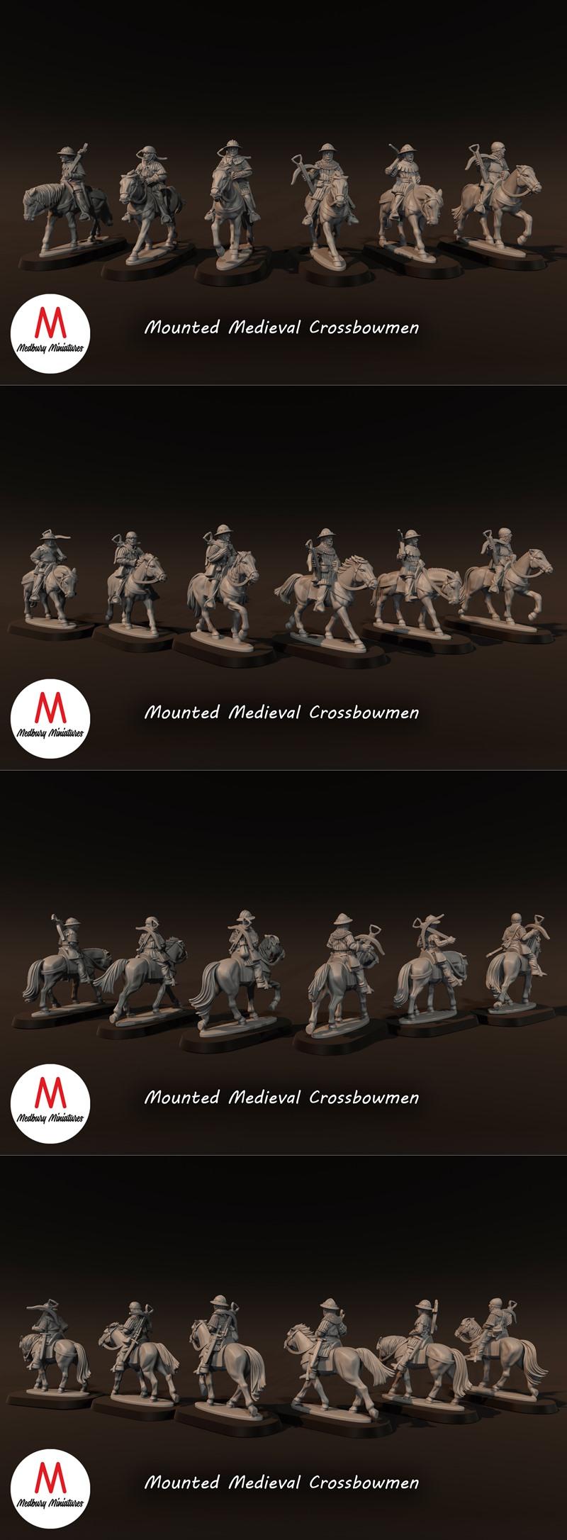 中世纪弩手3D打印模型|Mounted Medieval Crossbowmen – 3D Print Model STL