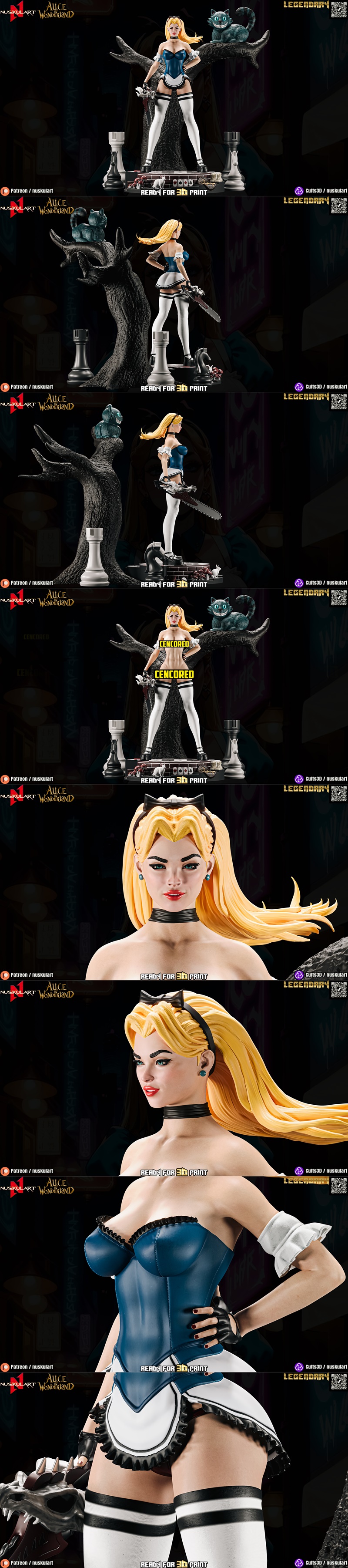 Nuskul艺术工作室《爱丽丝梦游仙境》3D打印模型|Nuskul Art – Alice in Wonderland – 3D Print Model STL