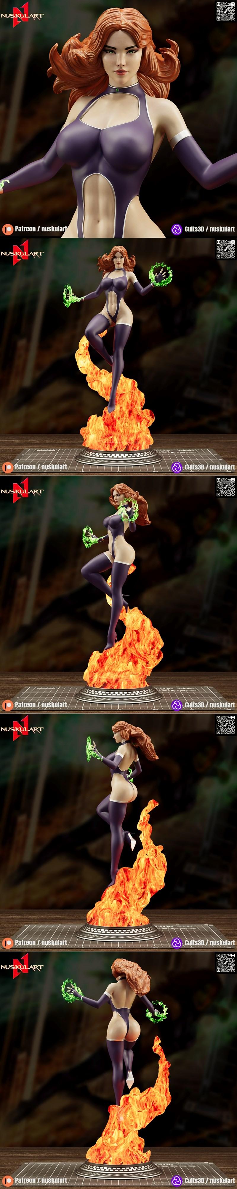 Nuskul艺术工作室出品 | 星火之焰 | 青少年正义联盟3D打印模型|Nuskul Art – Starfire – Teen Titans Go – 3D Print Model STL