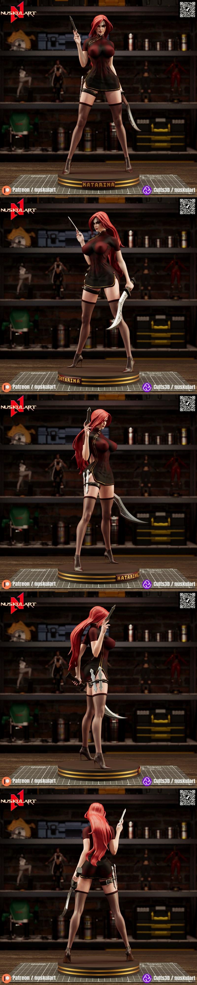 Nuskul艺术工作室 | 荣耀之战3D打印模型 | 赛博英雄卡塔琳娜|Nuskul Art – Katarina – League of Legends – 3D Print Model STL