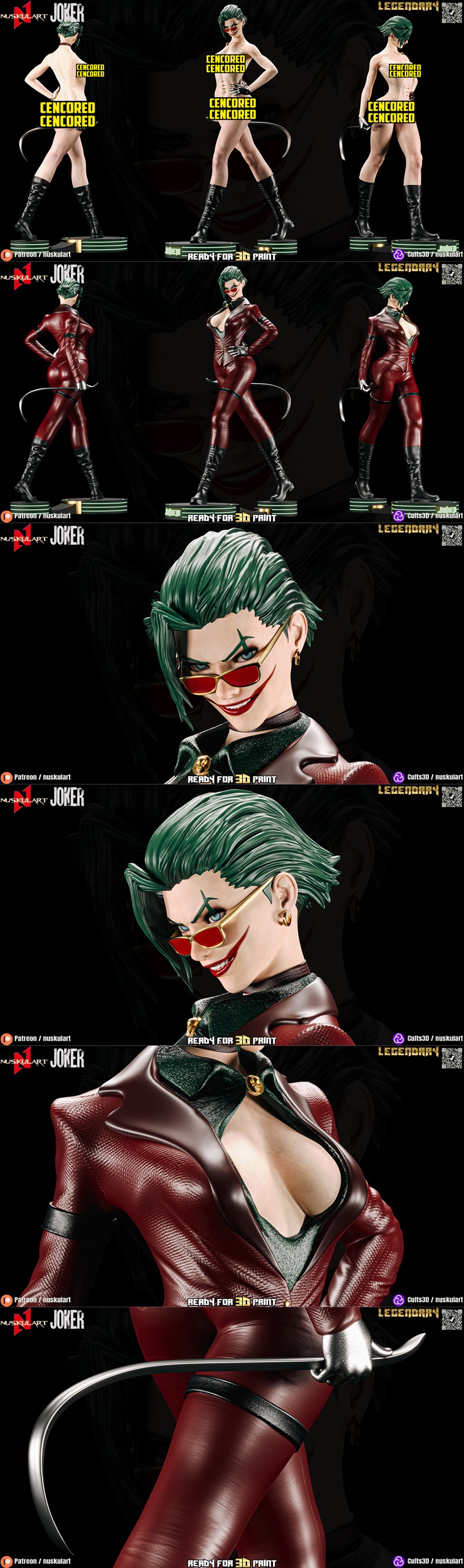 Nuskul艺术工作室 Joker性别转换版3D打印模型|Nuskul Art – Joker – Gender Bend Edition – 3D Print Model STL